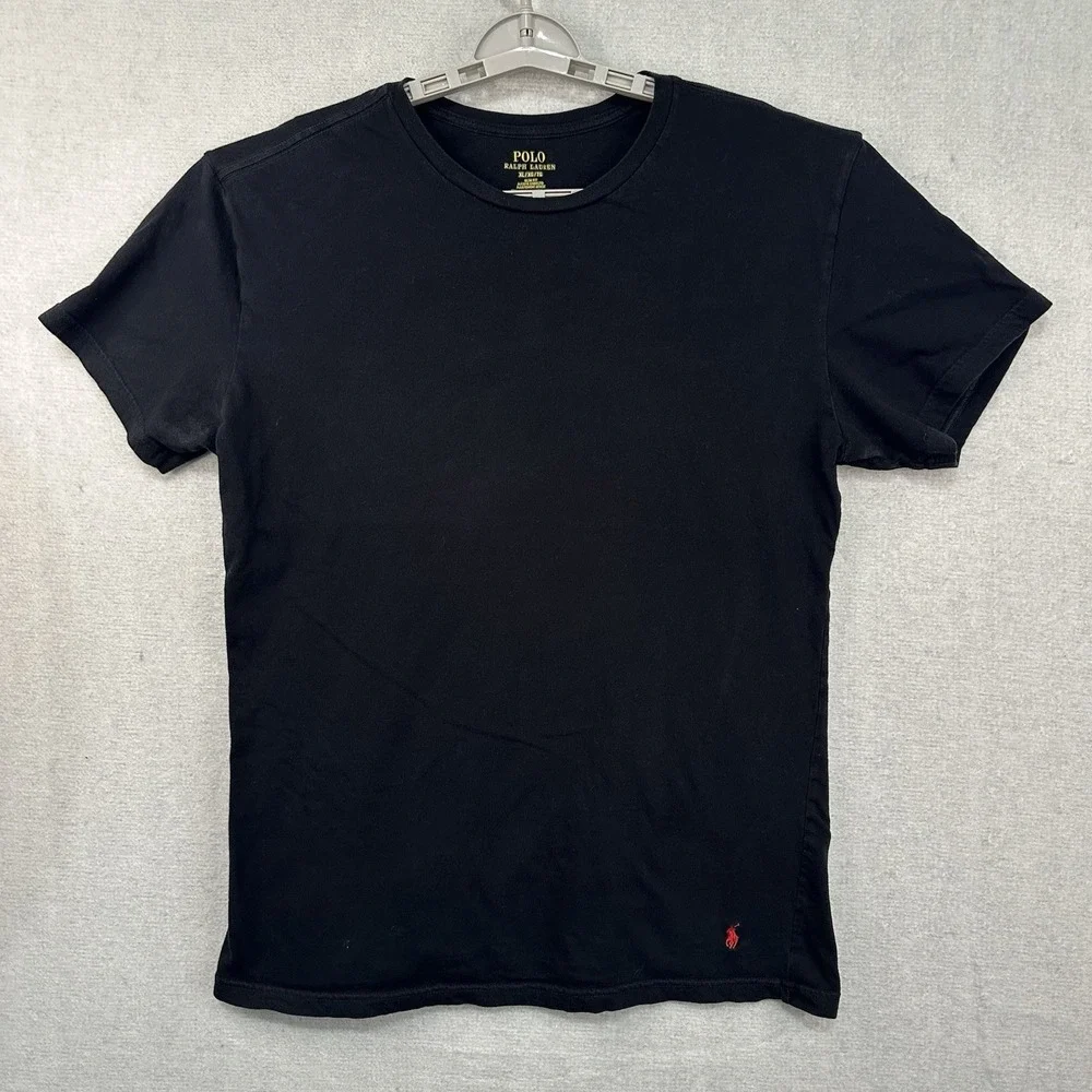 Polo Ralph Lauren T-Shirt Men's XL Black Slim Fit Crew Neck Red Pony